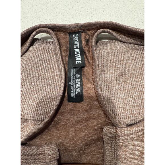 VS Pink Seamless Split Neck Sports Bra in Brown XL - Picture 3 of 5